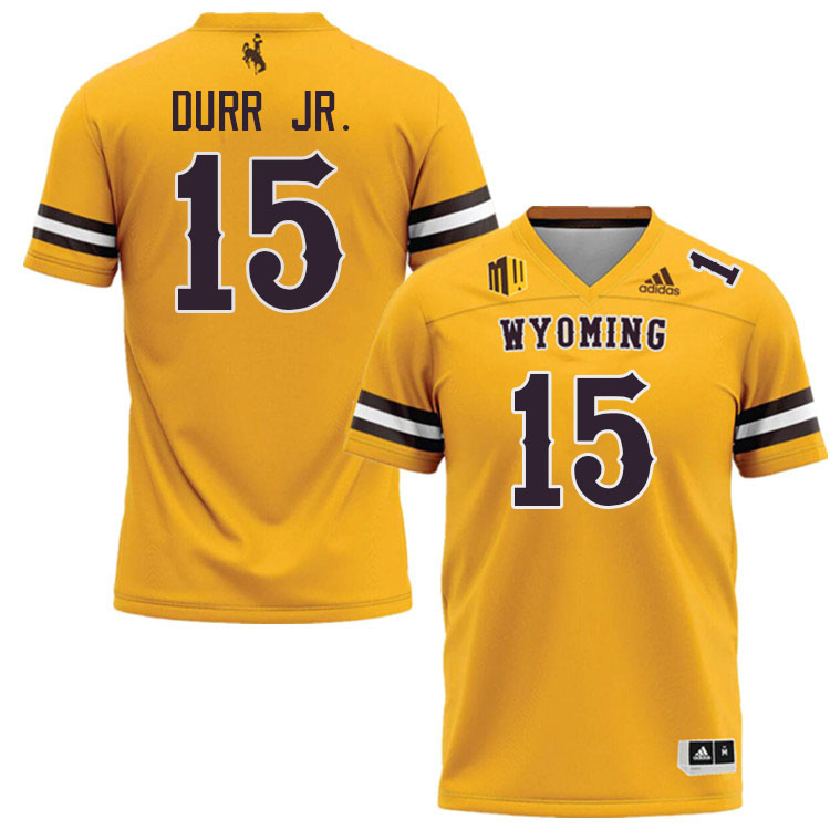 #15 Chris Durr Jr. Wyoming Cowboys Jersey College Football Uniforms,Gears,Jerseys-Gold